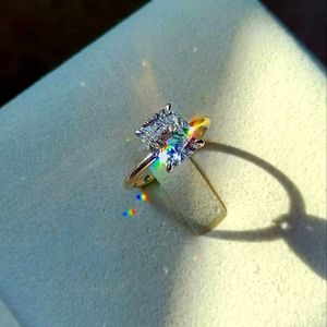 Platinum and 14k gold 2.2ct (F VVS2) lab cushion diamond ring